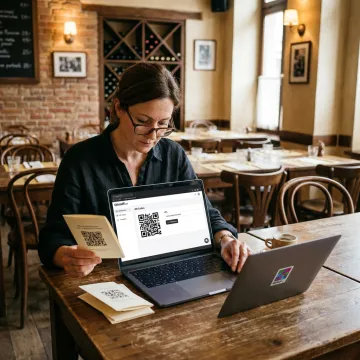 Restaurant owner setting up a QR code menu