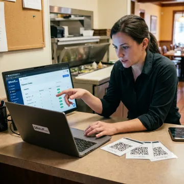 Restaurant team managing QR code menus