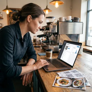 Restaurant staff updating a digital menu online