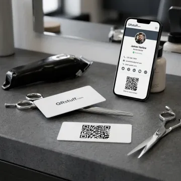 Barber Business Cards with QR Code
