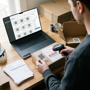 QR code workflow for parcel shipping