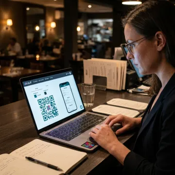 Restaurant manager building a QR code menu