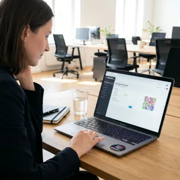 QR booking setup on a laptop dashboard