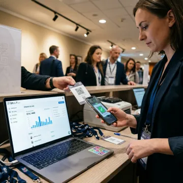 Organizer scanning QR code ticket at event check-in