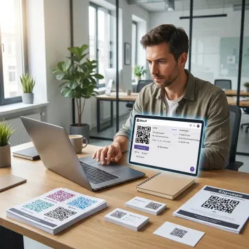 Marketer updating a QR code destination online