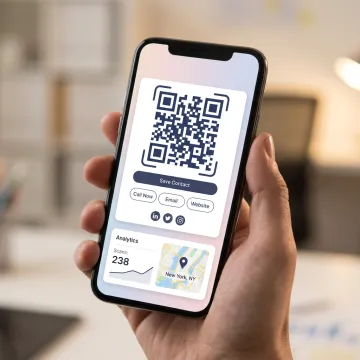 Digital business card profile shown on smartphone