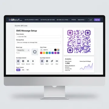 SMS QR code creation dashboard