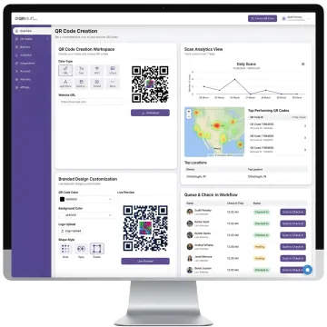 Digital queue QR code setup dashboard