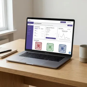 Restaurant QR ordering dashboard on laptop