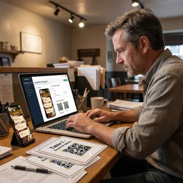 Restaurant manager creating a QR menu