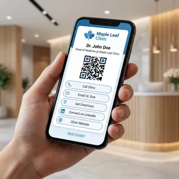 Digital healthcare business card on a smartphone
