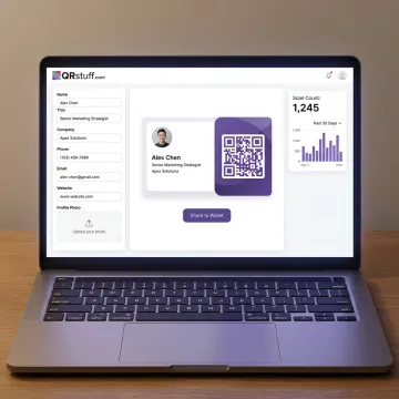 QR business card setup workflow