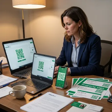 Agent creating a QR code for a property sign