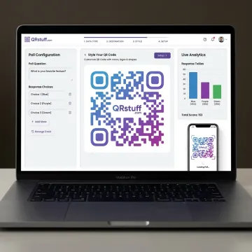 Creating a QR code poll workflow on a laptop