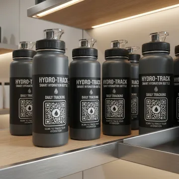 Modern Bottle Labels with QR Code Design