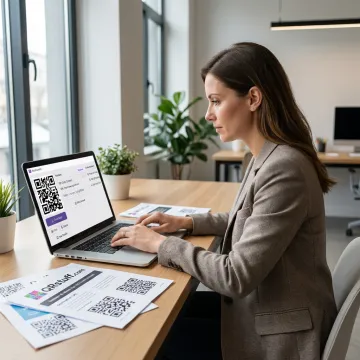 Marketer updating a QR code destination online