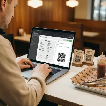 Restaurant manager creating a QR code menu