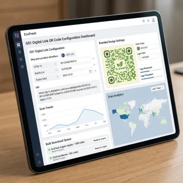 QR code dashboard showing GS1 code setup steps
