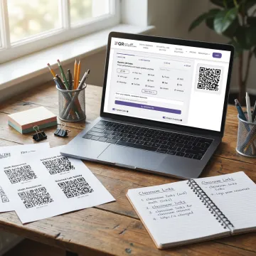 Educator creating a QR code for classroom resources