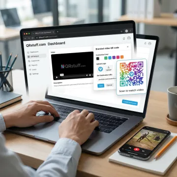 Person creating a video QR code online