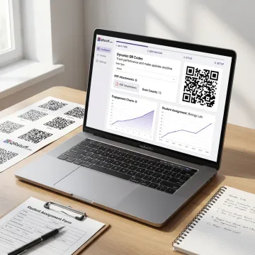 Educator creating a QR code for student assignments