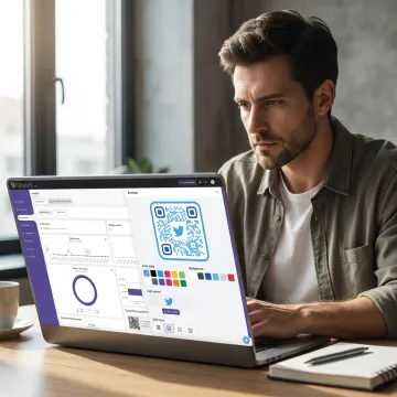 Person creating a Twitter QR code