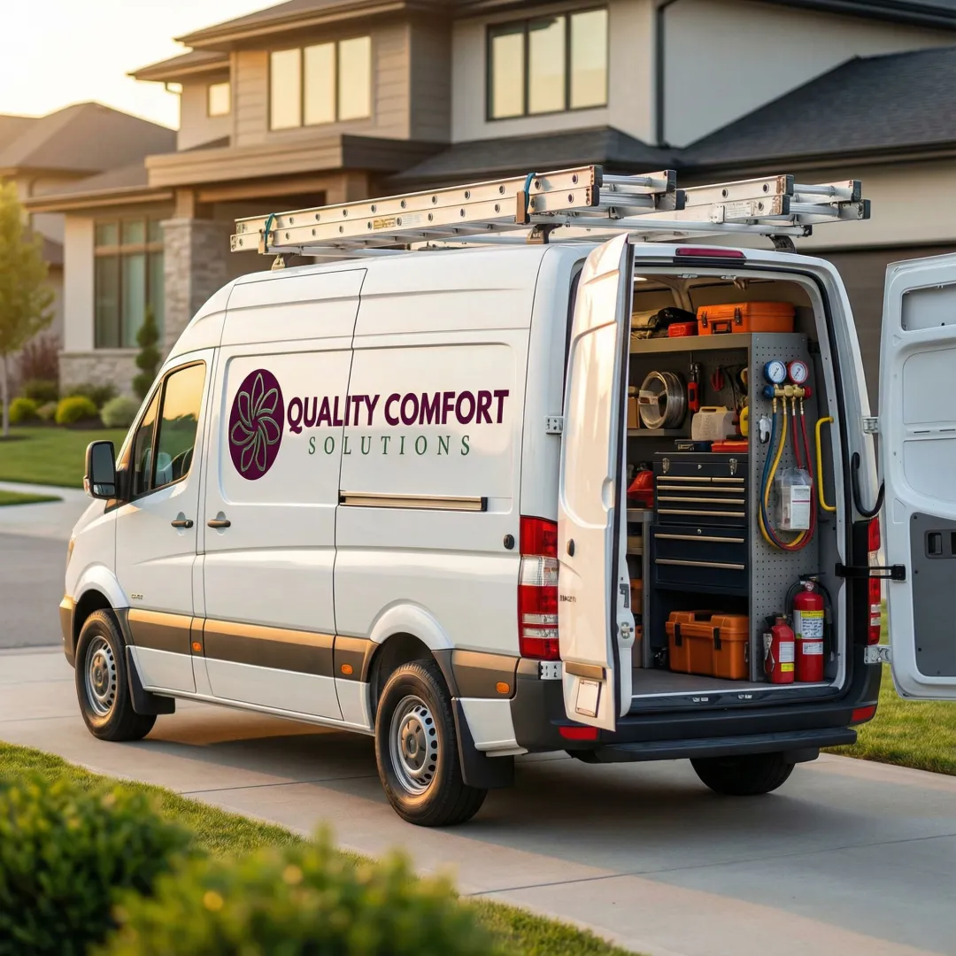 HVAC service van equipped with emergency repair tools and parts