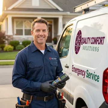 Emergency HVAC technician responding to service call in Eastchester NY