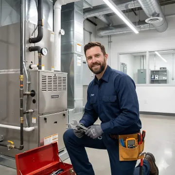 Commercial gas heating installation by certified HVAC technician