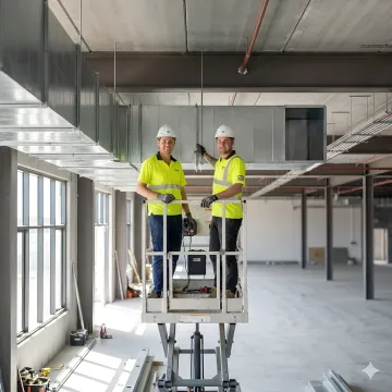 Commercial ductwork installation in industrial facility