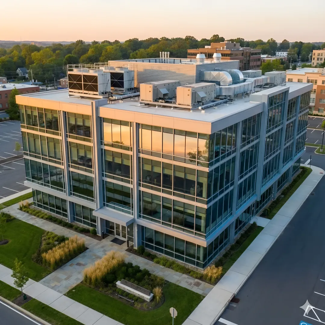 Modern Mount Vernon commercial building with well-maintained HVAC system