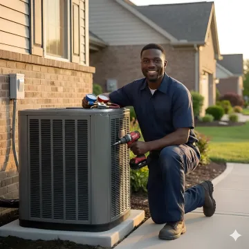 Modern residential air conditioning unit installation in progress