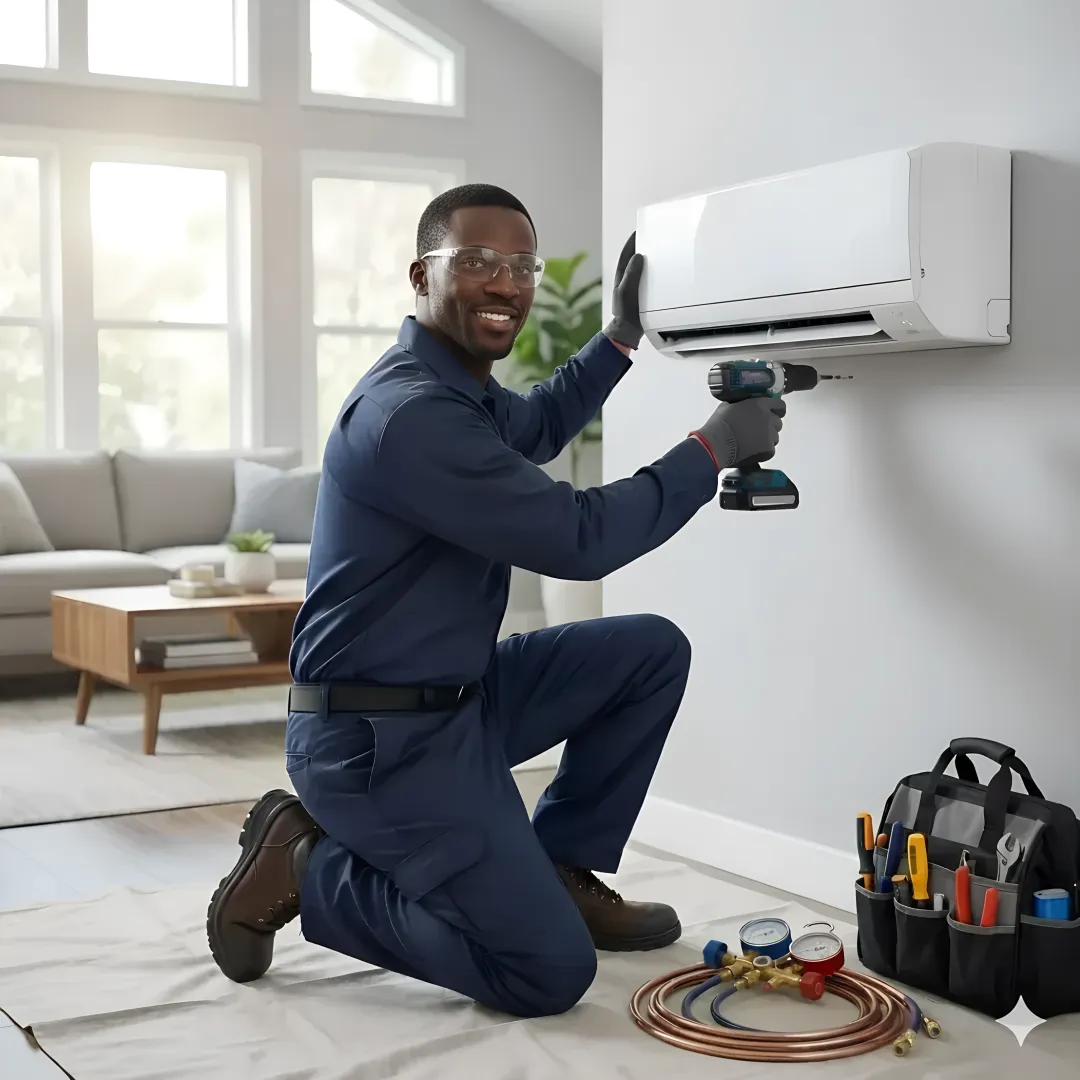 Ductless mini split installation process in Westchester home