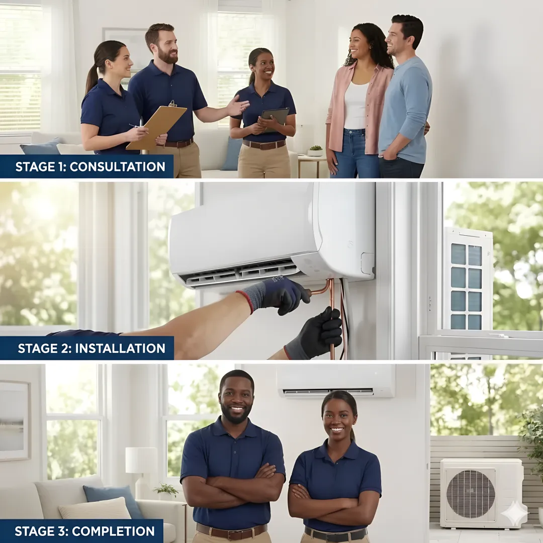 Step-by-step ductless HVAC installation process