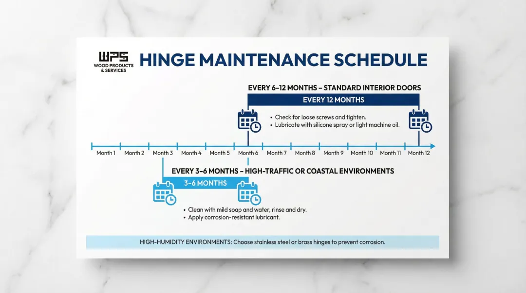 Door hinge preventive maintenance schedule timeline for different environments and climates