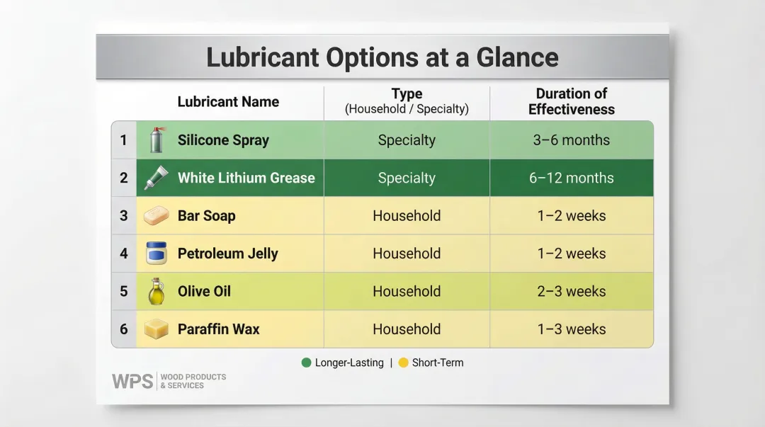 Door hinge lubricant comparison chart household versus specialty options longevity