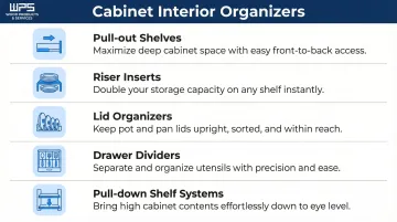 Five essential small kitchen interior cabinet organizer tools maximizing usable storage space