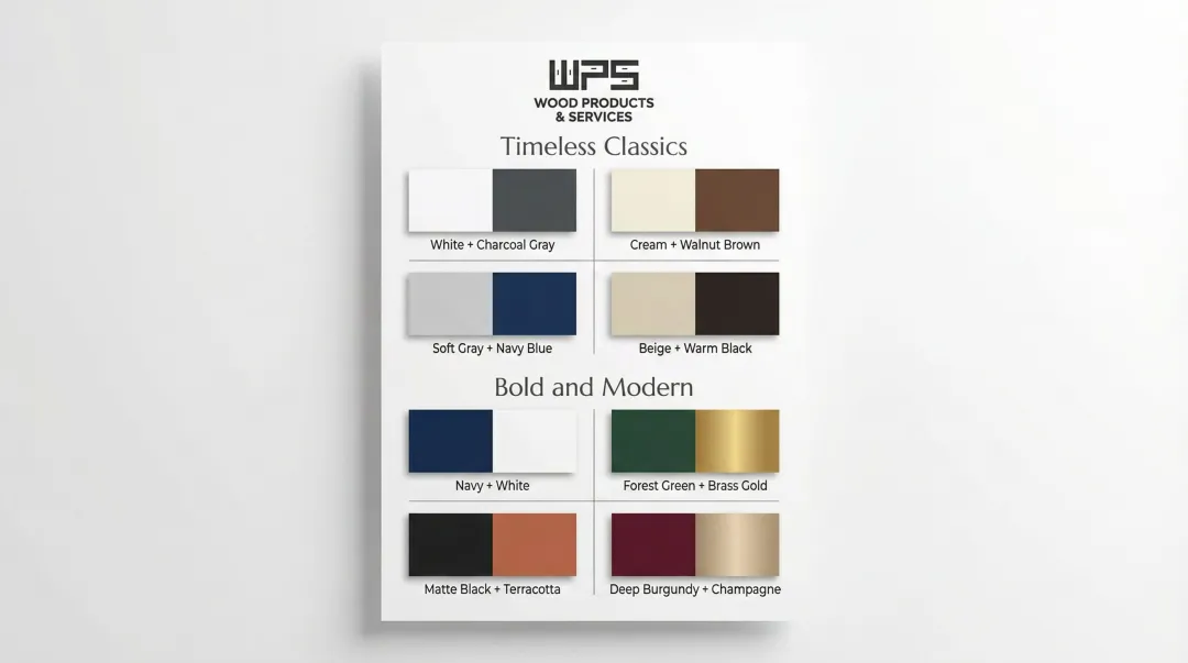 Eight two-tone kitchen cabinet color pairings by design style category comparison chart