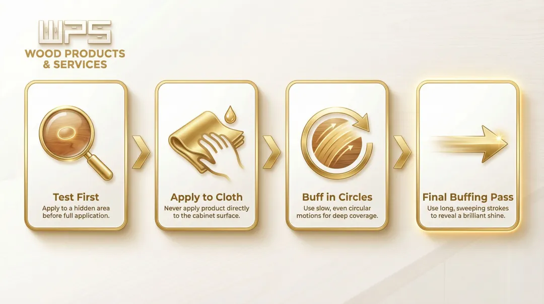 Four-step kitchen cabinet polishing application method process flow diagram