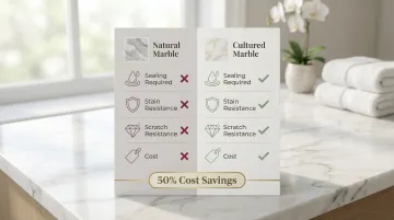 Natural marble versus cultured marble vanity comparison chart features and cost