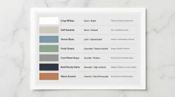 Seven laundry room cabinet color families mood and best-use comparison chart
