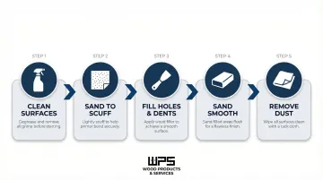 5-step kitchen cabinet surface preparation process before semi-gloss paint application
