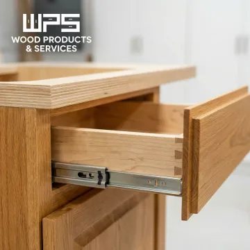 Close-up of solid wood cabinet construction showing hardwood face frame