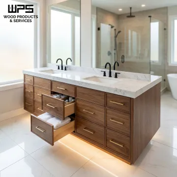 Custom bathroom vanity with elegant storage cabinets