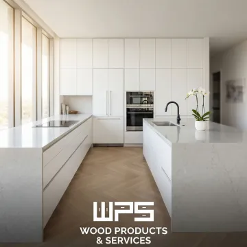 Modern European flat panel kitchen cabinets with sleek frameless design and soft-close hardware