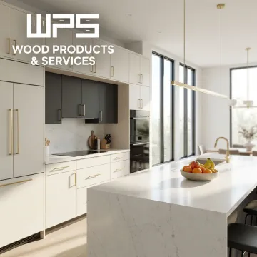 Modern slab kitchen cabinets with flat-front doors in a contemporary kitchen setting