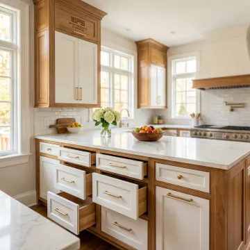 Custom kitchen and bathroom cabinets crafted from hardwood by Quality Made Cabinets