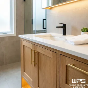 Custom bathroom vanity cabinet installed in an Allentown, PA home