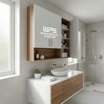 Custom wall mounted bathroom cabinet installed in a modern Sellersville PA home