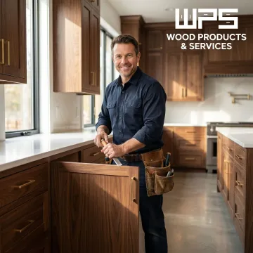 Professional custom finish cabinet installation in a modern kitchen